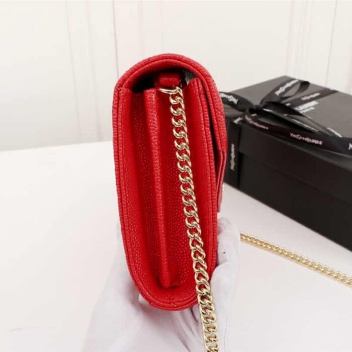 Saint Laurent Cassandre Envelope Chain Wallet Red 23cm 695108BOW016008 - Image 5