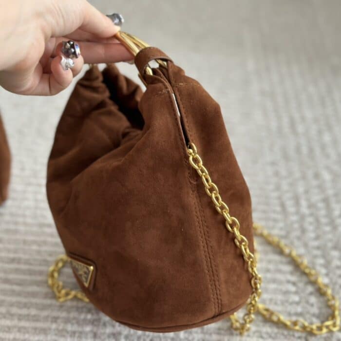 Prada Suede Mini Bag Cocoa Brown 19cm - Image 4