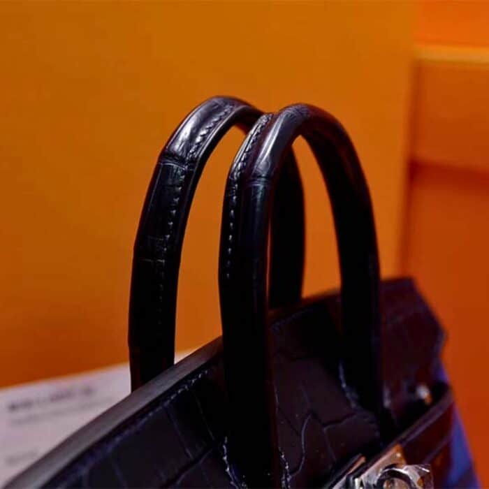 Hermes Sac Faubourg Birkin Matte Alligator Blue And Black 25cm - Image 3