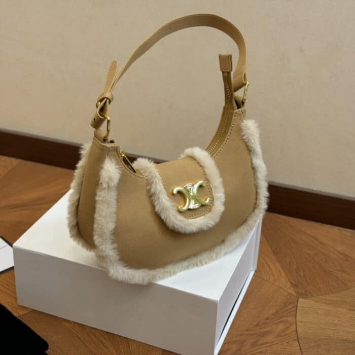 Celine Medium Ava Triomphe Bag In Natural 24cm 114493FYC 02VG - Image 6