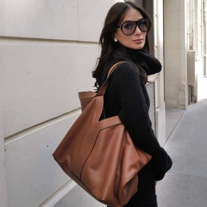 Saint Laurent Y Tote In Leather Brown 36cm 817602AAEC36359 - Image 7