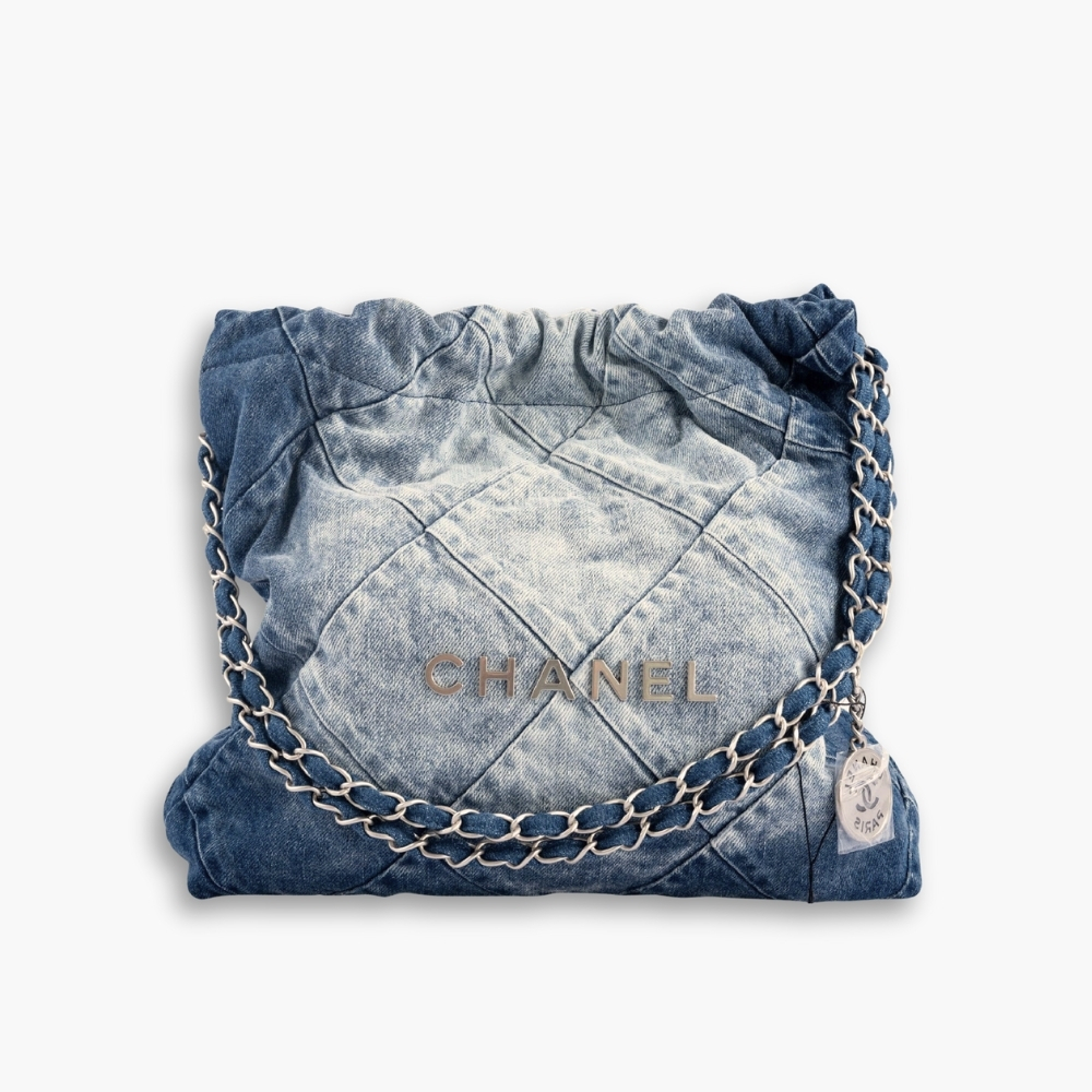 Chanel 22 Handbag Washed Denim Blue 41cm AS3261 B10439 NM981