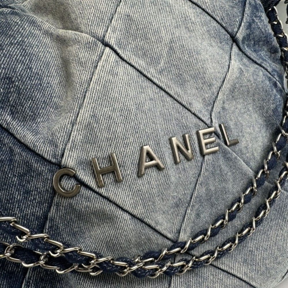Chanel 22 Handbag Washed Denim Blue 41cm AS3261 B10439 NM981 - Image 7