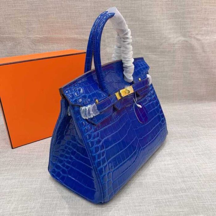 Hermes Birkin 30 Crocodile Gold-toned Hardware Dark Blue 30cm - Image 3