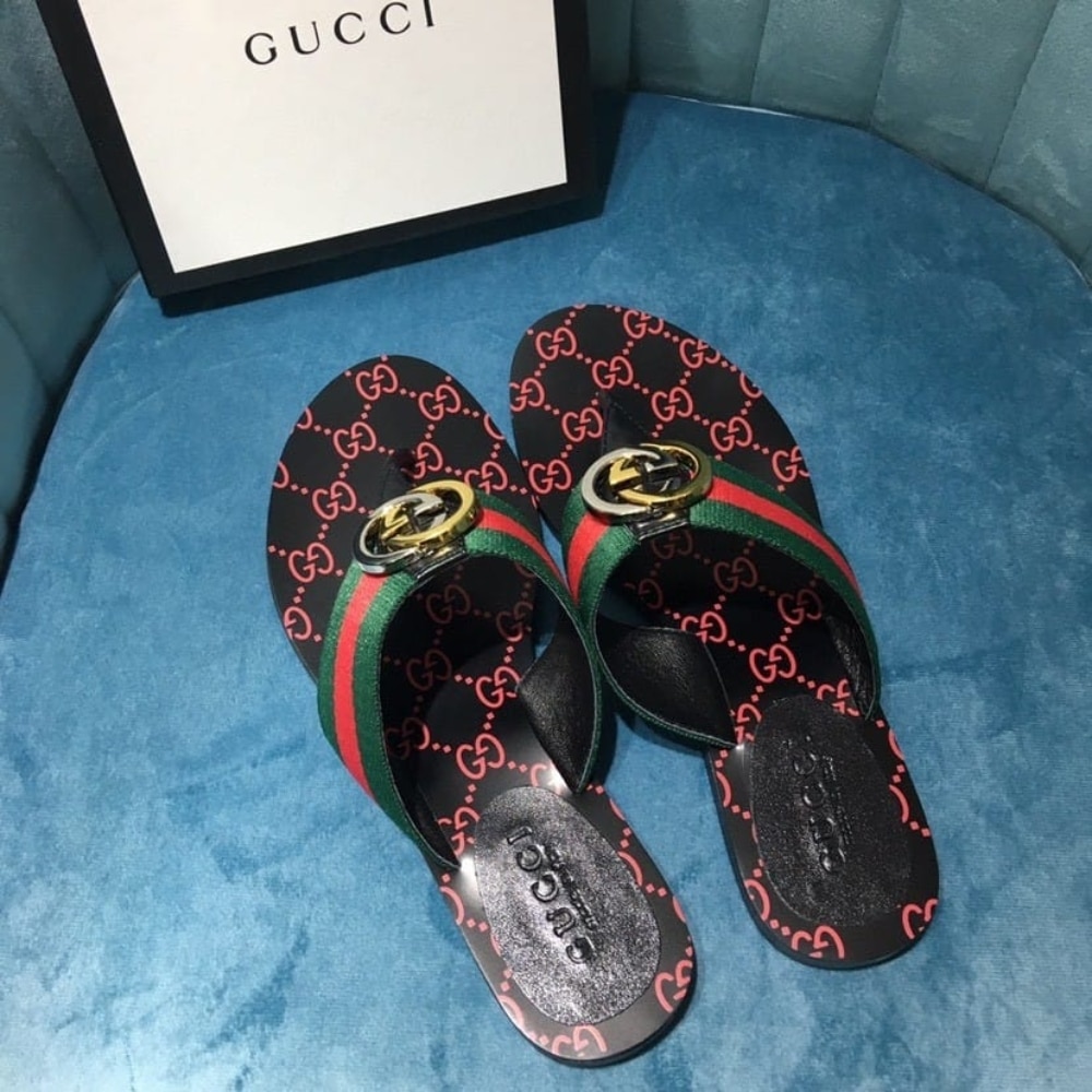 Gucci GG Thong Web Sandal Black And Red 612138 H9020 8476 - Image 4