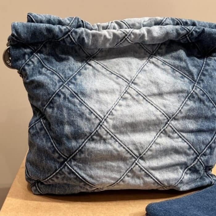 Chanel 22 Handbag Washed Denim Light Blue 41cm AS3261 B10439 NM981 - Image 3