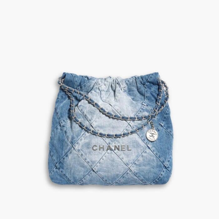 Chanel 22 Handbag Washed Denim Light Blue 41cm AS3261 B10439 NM981
