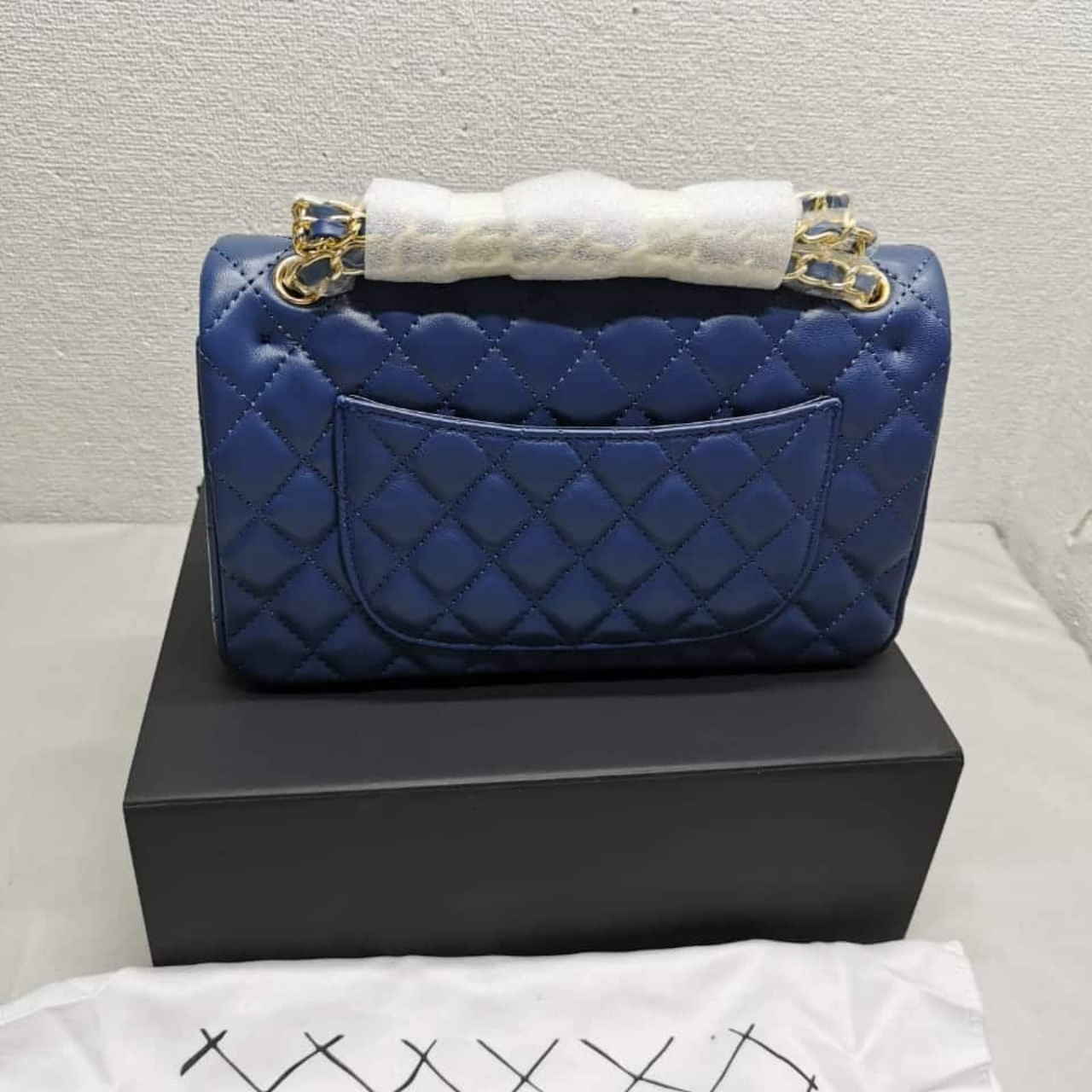 Chanel Classic Double Flap Bag Dark Blue 25cm - Image 3