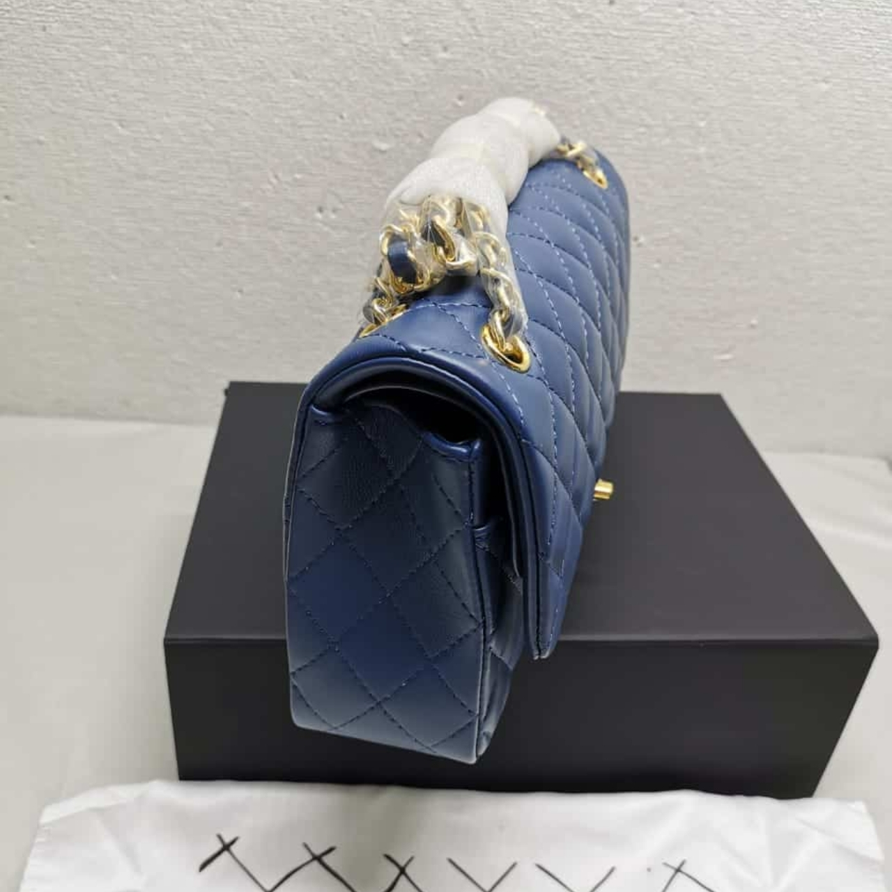 Chanel Classic Double Flap Bag Dark Blue 25cm - Image 4