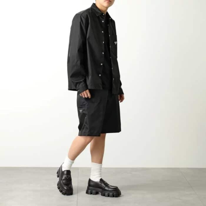 Prada Monolith Brushed Leather Loafers In Black 2DE129B4LF0002 - Image 9