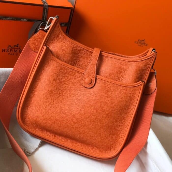 Hermes Clemence Evelyne Pm Orange Feu 29cm - Image 3