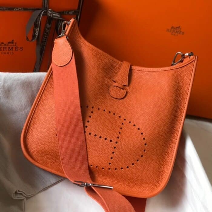 Hermes Clemence Evelyne Pm Orange Feu 29cm - Image 5