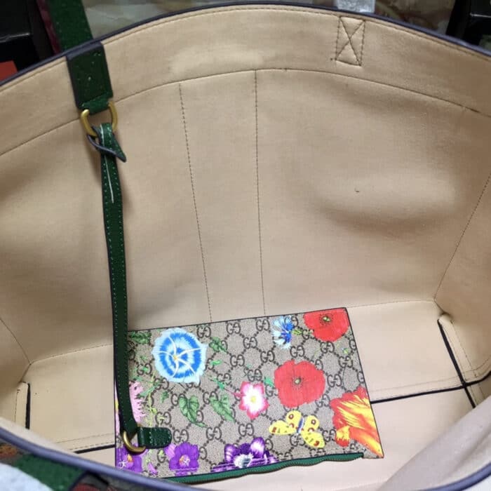 Gucci Ophidia GG Flora Medium Tote Green 44cm - Image 5
