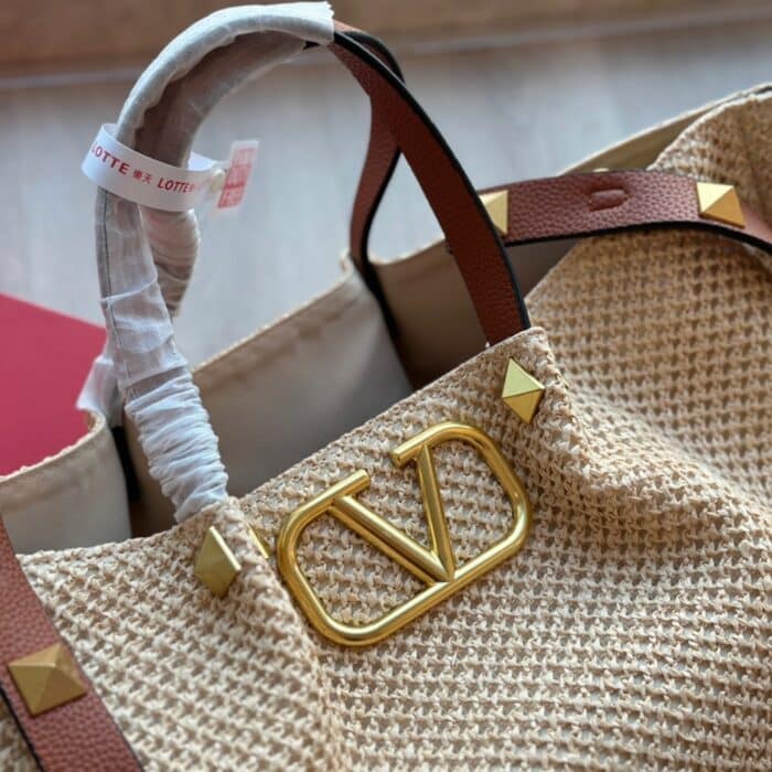 Valentino Garavani Medium Straw Summer Tote Beige 38cm 2W0B0K39YCE D84 - Image 5