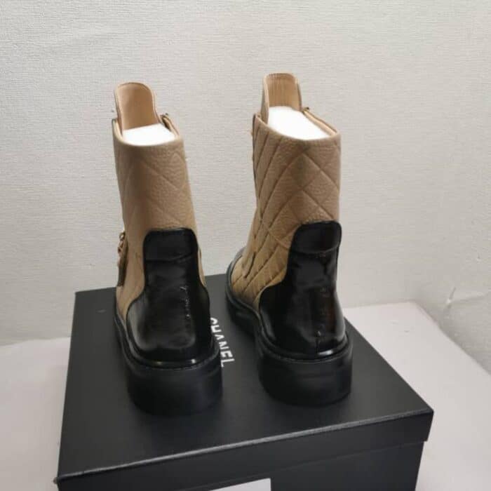 Chanel Fall Winter Lace Up Boots Beige Black G39516 Y56261 K5119 - Image 2