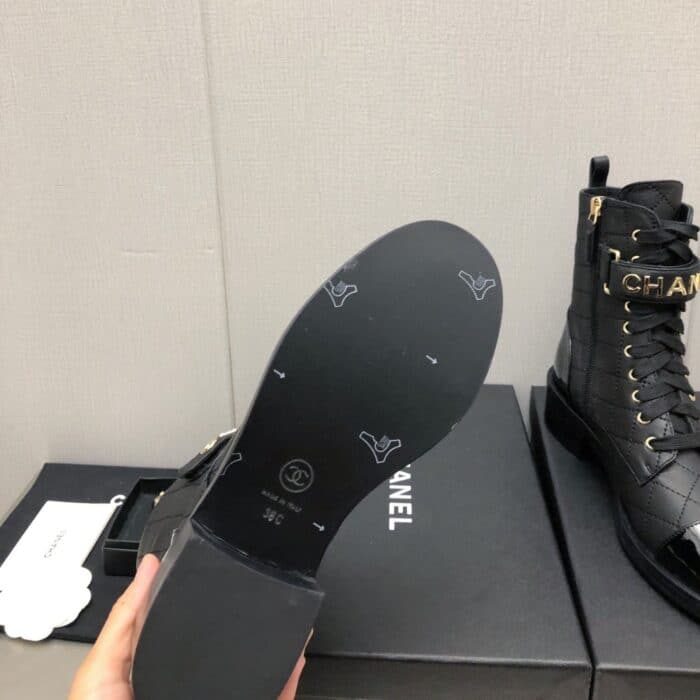 Chanel Combat Boots Black G45005 B13037 94305 - Image 5