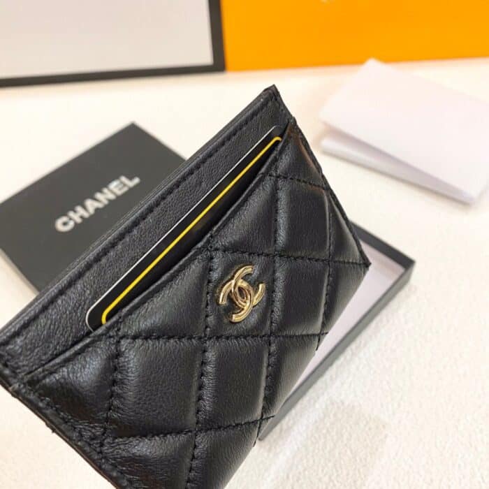 Chanel Quilted Black Card Holder 9cm - Image 5