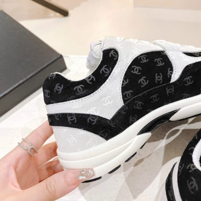 Chanel Suede Sneakers White Black G39230 X56653 94305 - Image 7