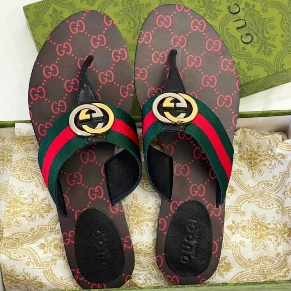 Alternative view of Gucci GG Thong Web Sandal Black And Red 612138 H9020 8476