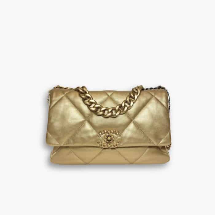 Chanel 19 Flap Bag In Gold Leather 25cm