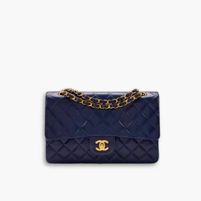 Chanel Classic Double Flap Bag Dark Blue 25cm