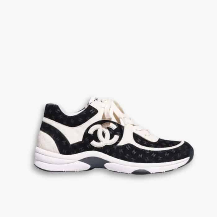 Chanel Suede Sneakers White Black G39230 X56653 94305