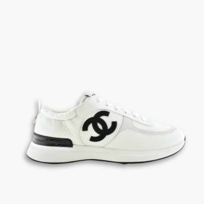 Chanel CC Sneakers Mesh Suede White