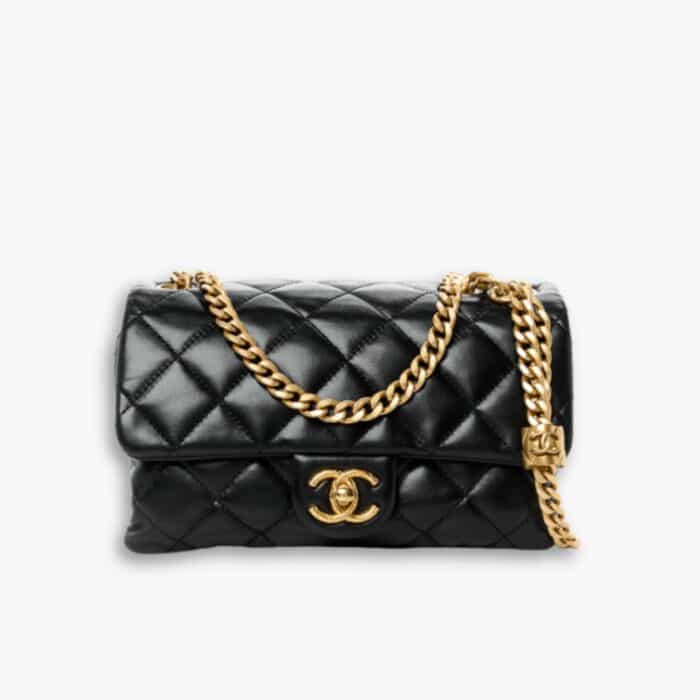 Chanel Small Pillow Crush Flap Bag Black 25cm AS3609