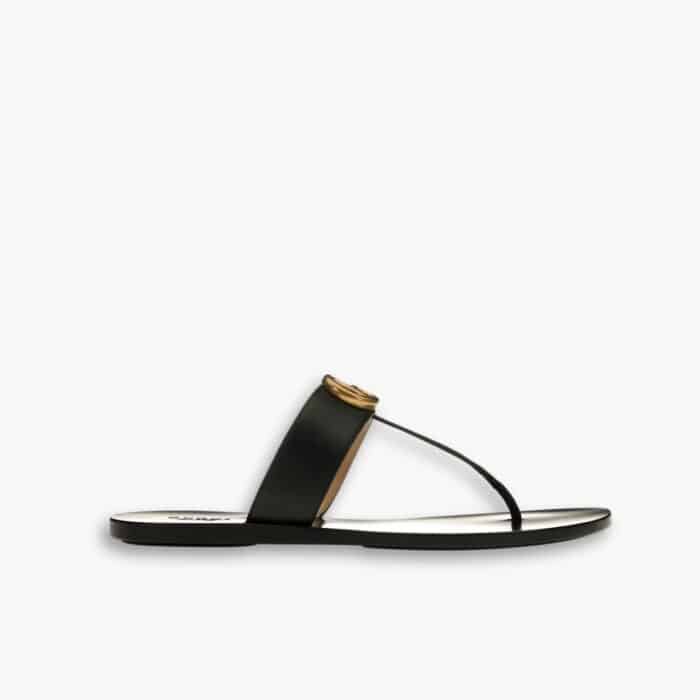 Gucci Double G Thong Leather Black ‎497444 A3N00 1000