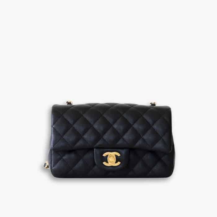 Chanel Classic Flap Crossbody Bag Caviar In Black 20cm
