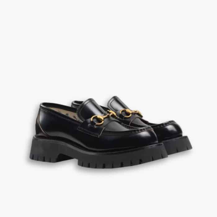 Gucci Women's Leather Lug Sole Loafer Black 577236 DS800 1000