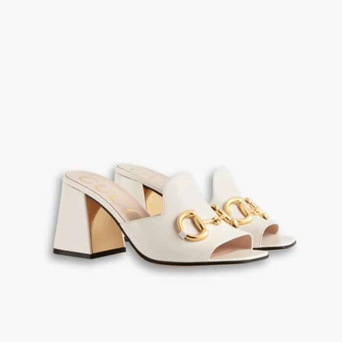 Gucci Women's Slide Sandal With Horsebit ‎White 655412 BKO00 9022