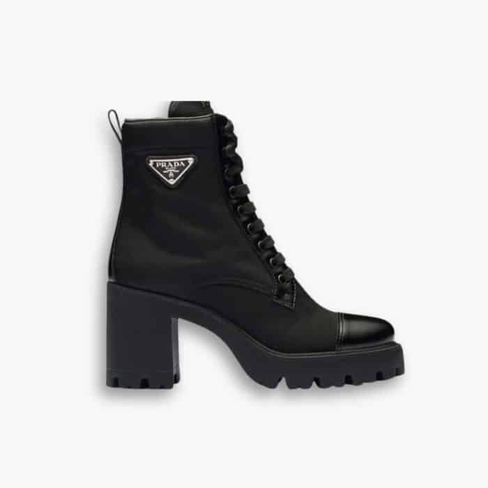 Prada Logo Plaque Ankle Boots Black