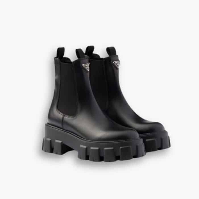 Prada Monolith Brushed Leather Booties 1T256NB4LF0002FB055