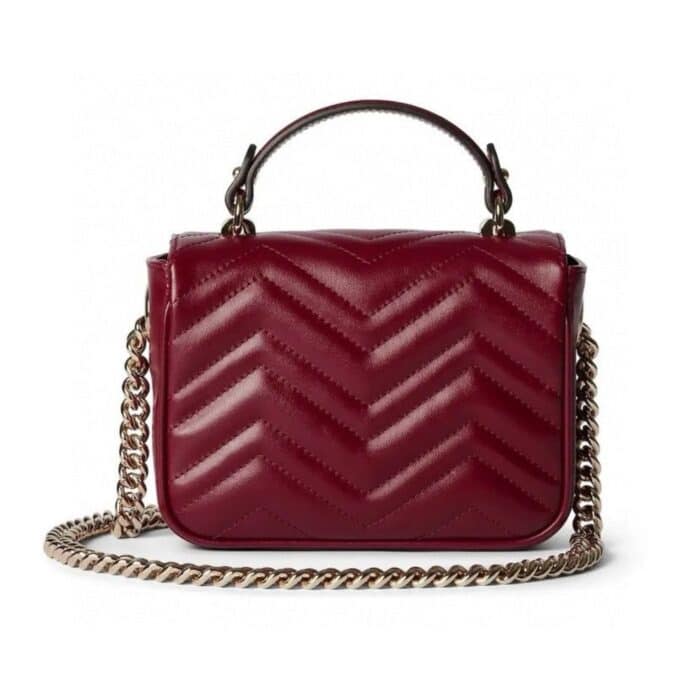 Gucci Gg Marmont Mini Top Handle Bag Rosso Ancora Red 17cm ‎811238 AAECK 6207 - Image 3