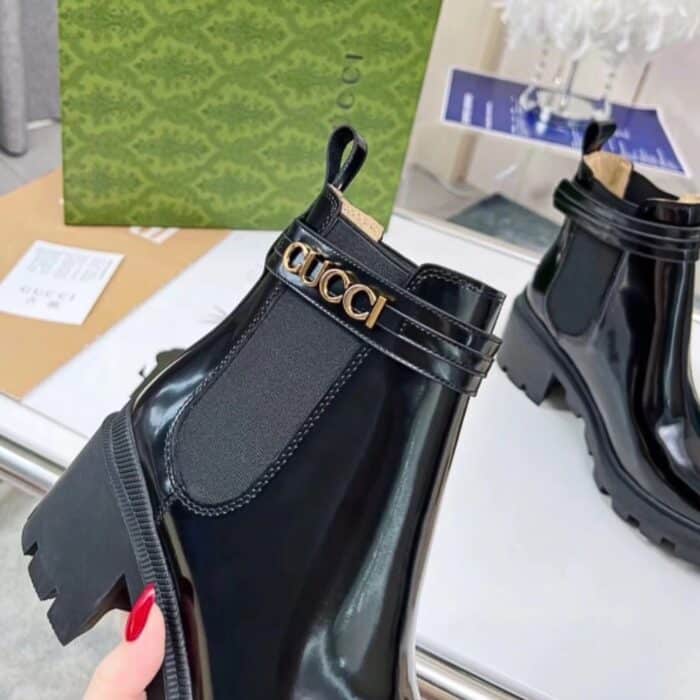 Gucci Trip Heeled Boots 730064 AABK6 1000 - Image 3