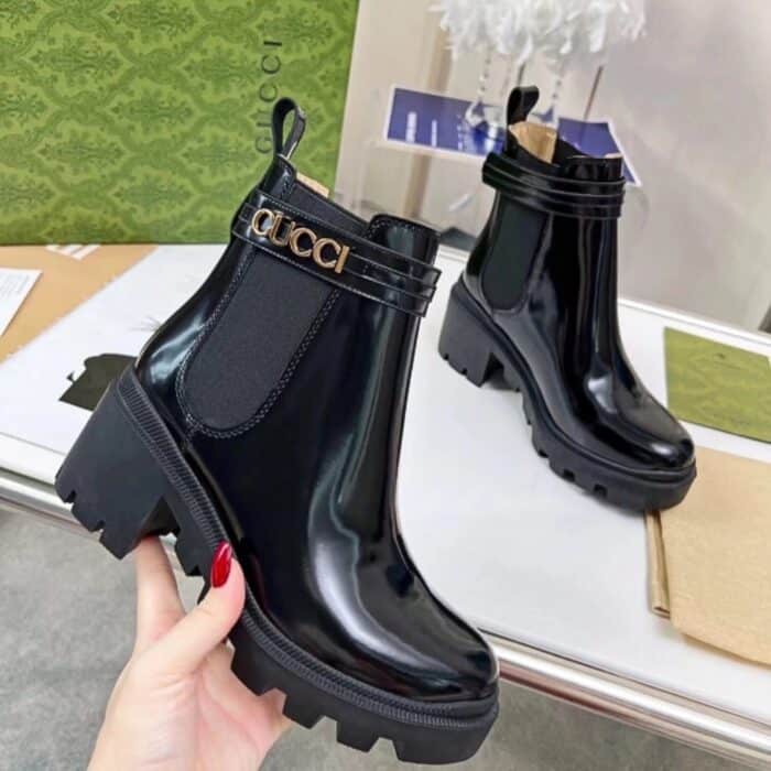 Gucci Trip Heeled Boots 730064 AABK6 1000 - Image 7