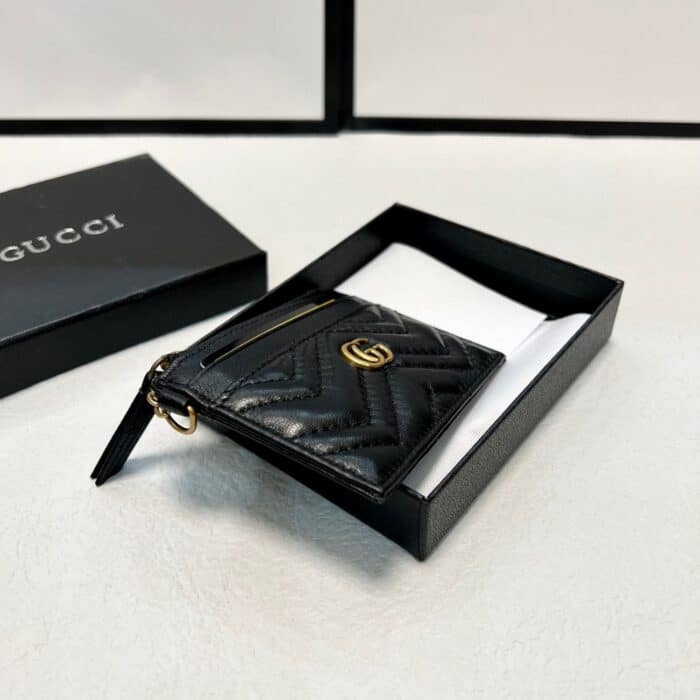 Gucci GG Marmont Card Holders Black 10cm - Image 3