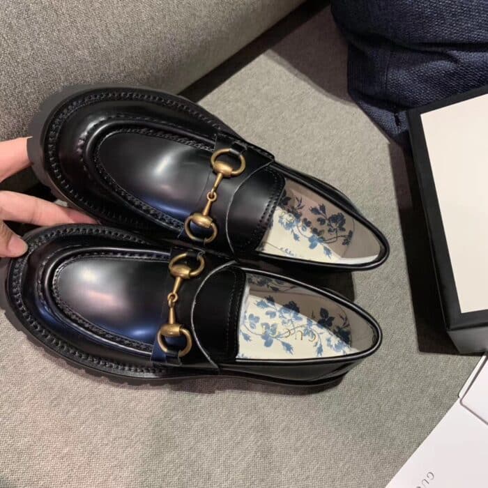 Gucci Women's Leather Lug Sole Loafer Black 577236 DS800 1000 - Image 5