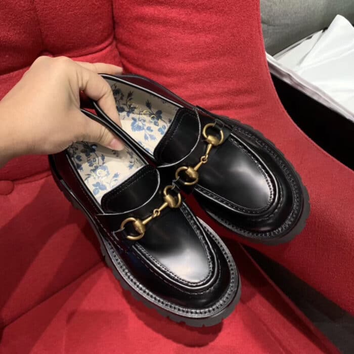 Gucci Women's Leather Lug Sole Loafer Black 577236 DS800 1000 - Image 3