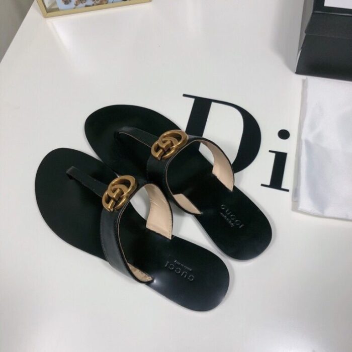 Gucci Double G Thong Leather Black ‎497444 A3N00 1000 - Image 2