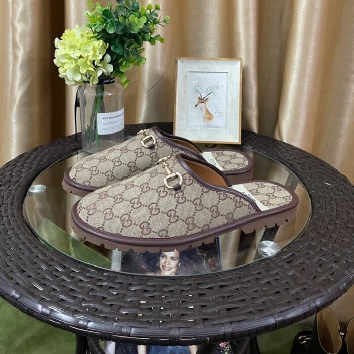 Gucci GG Slipper Horsebit Canvas Beige 655571 96G60 9762 - Image 2