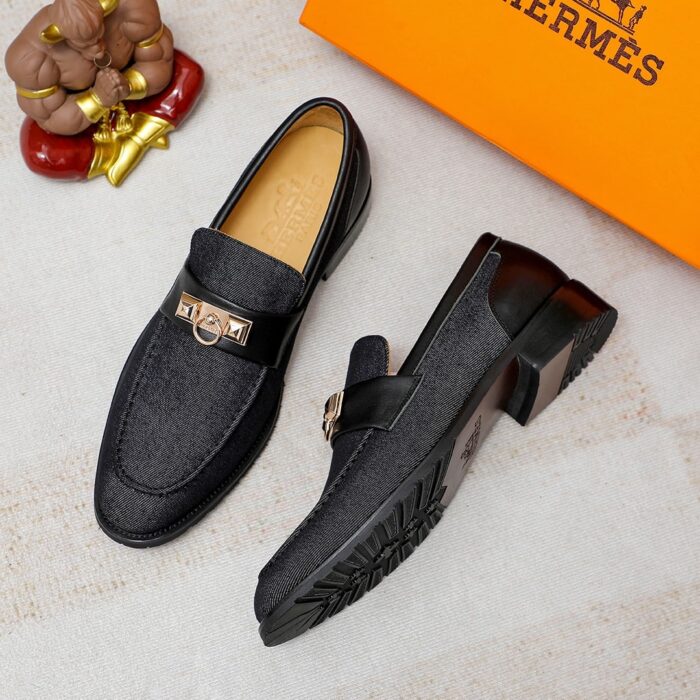 Hermes Blaise Loafer Denim Black - Image 4