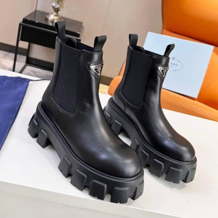 Prada Monolith Brushed Leather Booties 1T256NB4LF0002FB055 - Image 7
