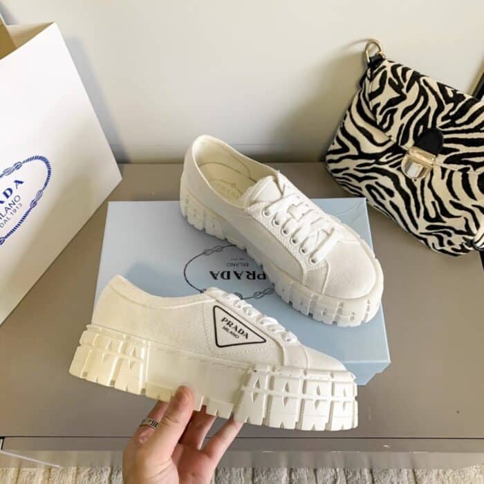 Prada Double Wheel Nylon Gabardine Sneaker White 1E260M3LFXF0009F050 - Image 7