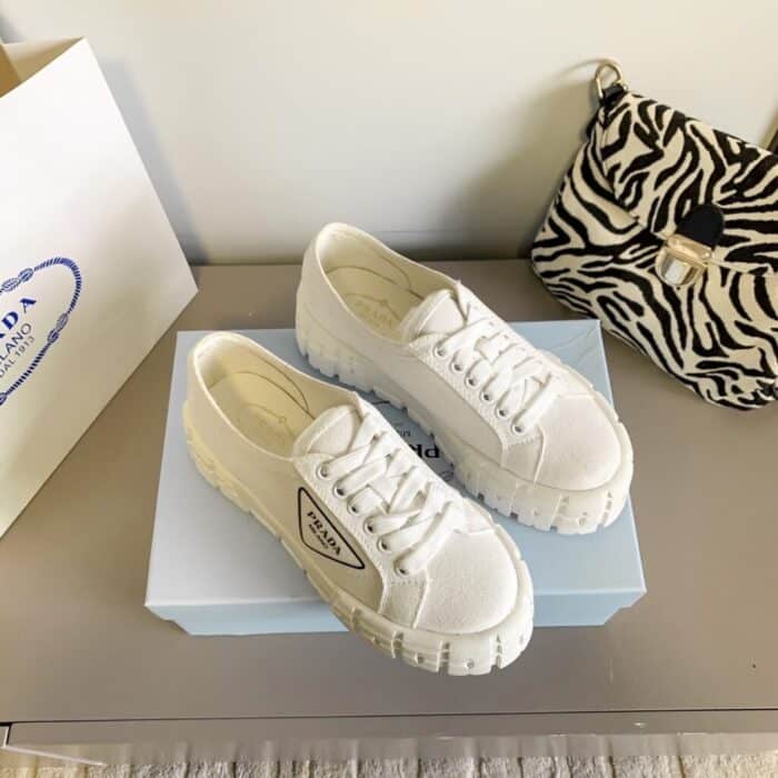 Prada Double Wheel Nylon Gabardine Sneaker White 1E260M3LFXF0009F050 - Image 5