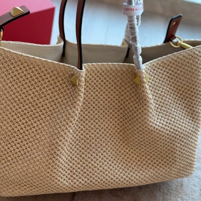 Valentino Garavani Medium Straw Summer Tote Beige 38cm 2W0B0K39YCE D84 - Image 7