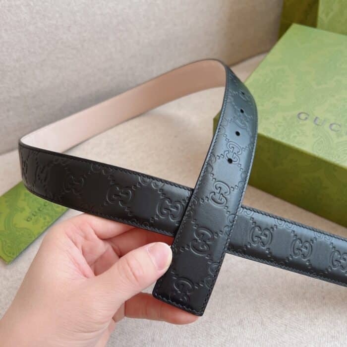 GUCCI Guccissima Signature Belt Black - Image 6