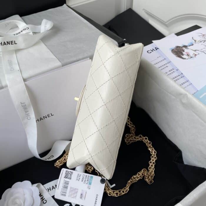Chanel Mini 2.55 Handbag White 20cm - Image 6