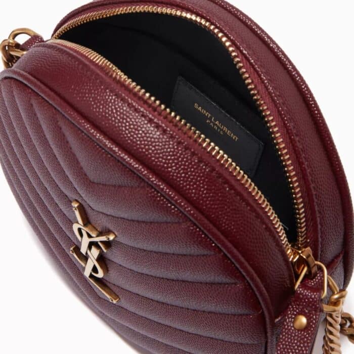 Saint Laurent Vinyle Round Camera Bag In Red 18cm - Image 3